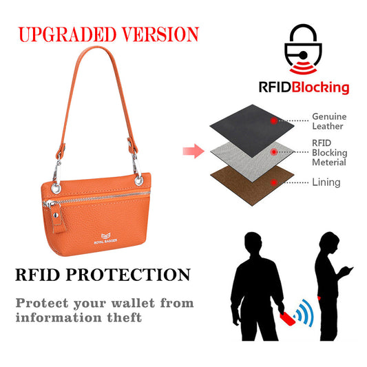 Royal Bagger RFID Blocking Coin Purse for Women Genuine Leather Portable Small Handbag Fashion Casual Clutch Wallet 2756