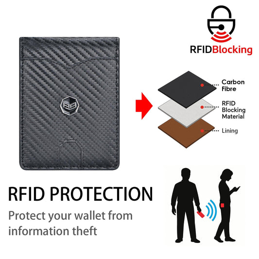 Royal Bagger Men's Genuine Leather Wallet RFID Card Holder Carbon Fiber Wallet Large Capacity Two Fold Wallet 3240
