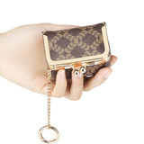 Royal Bagger Women's Mini Jewelry Box & Coin Purse with Removable Chain – Signature Coated Canvas & Vegetable-Tanned Cowhide Leather, Small Kiss Lock Storage Bag 9894