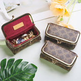 Royal Bagger Mini Jewelry Box – RFID Coated Canvas & Leather Organizer for Rings, Necklaces & Earrings, Women's Kiss Lock Purse 5125