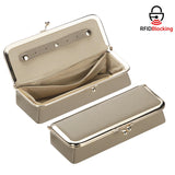 Royal Bagger Genuine Leather RFID Blocking Fashion Glasses Case, Pencil Bag with Kiss Lock, Organizer for Rings, Necklaces & Earrings for Women 4135