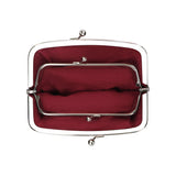 Royal Bagger RFID Coin Purses for Women, Fashion Kiss Lock Change Pouch, Double Clip Key Card Storage Bag, Signature Coated Canvas & Vegetable-Tanned Cowhide Leather 2858