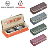 Royal Bagger Genuine Leather RFID Blocking Fashion Glasses Case, Pencil Bag with Kiss Lock, Organizer for Rings, Necklaces & Earrings for Women 3135