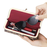 Royal Bagger Women's Eyeglass Case & Coin Purse, RFID Pencil Bag with Kiss Lock, Coated Canvas & Vegetable-Tanned Leather 5135