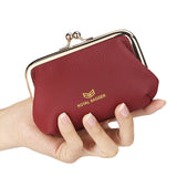 Royal Bagger Kiss Lock RFID Card Holder & Coin Purse for Women – Genuine Cow Leather Mini Wallet with Key Chain, Small Fashion Storage Bag 4243