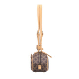 Royal Bagger Coated Canvas & Vegetable-Tanned Leather Shoulder Bag for Women – Retro Cylinder Purse, Adjustable Strap 5249