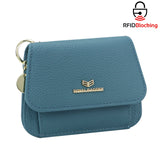 Royal Bagger Multi-card Slots Short Wallet Genuine Leather Credit Card Holder RFID Blocking Coin Purse with Keychain 2443