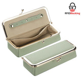 Royal Bagger Genuine Leather RFID Blocking Fashion Glasses Case, Pencil Bag with Kiss Lock, Organizer for Rings, Necklaces & Earrings for Women 4135