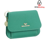 Royal Bagger Multi-card Slots Short Wallet Genuine Leather Credit Card Holder RFID Blocking Coin Purse with Keychain 2443