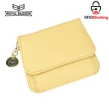 Royal Bagger RFID Short Wallets for Women Genuine Cow Leather Fashion Card Holder with Key Ring Holders Clutch Slim Coin Purse