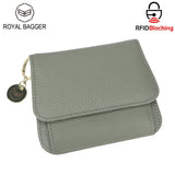 Royal Bagger RFID Short Wallet for Women Genuine Cow Leather Large Capacity Key Chain Card Holders Fashion Trifold Wallets 1459